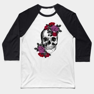 Skull and flowers Baseball T-Shirt